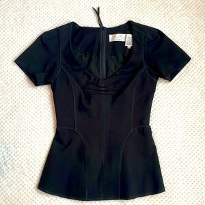 Size 0 Beauty Mark by Byron Lars black fitted knit stretchy peplum top